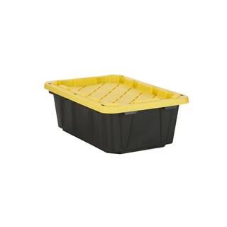 HDX 14 Gal. Tough Storage Tote in Black with Yellow Lid-SW111 - The Home Depot | The Home Depot