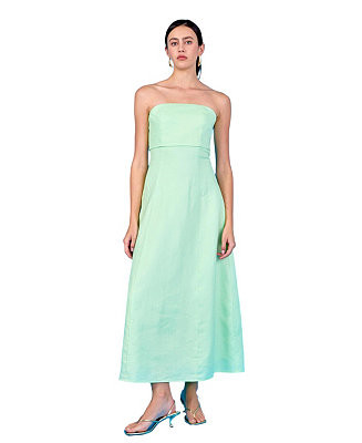 endless rose Women's Folded Strapless Linen Maxi Dress - Macy's | Macy's