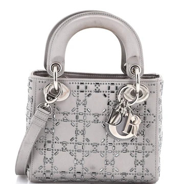 Lady Dior Bag Crystal Embellished Cannage Quilt Satin Mini | Rebag