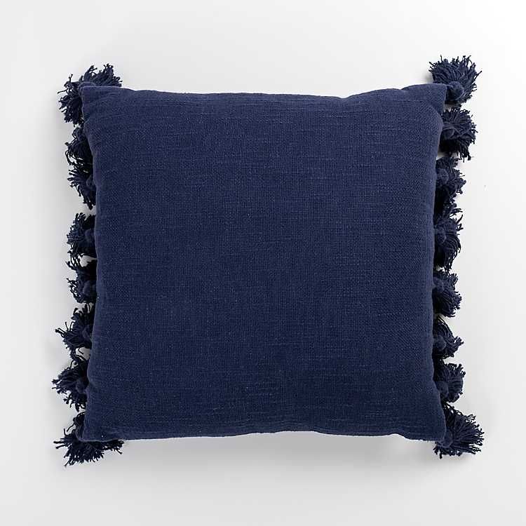 New! Navy Bohemian Side Tassels Throw Pillow | Kirkland's Home