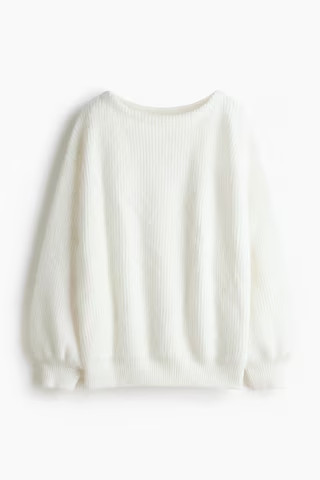 H & M - Oversized boat-neck jumper - Weiß - Damen | H&M (DE, AT, CH, NL, FI)