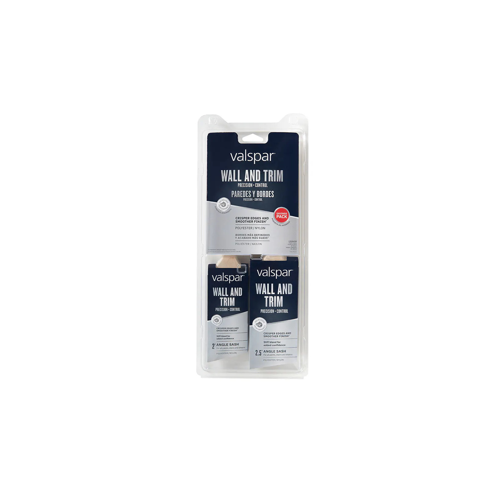 Valspar Wall and Trim 1-1/2-in Reusable Nylon - polyester blend Angle General purpose brush 2 -Pack | 892569300 | Lowe's