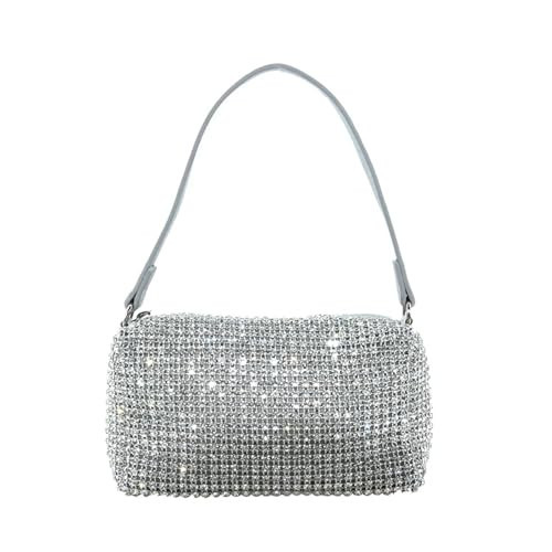 HDNSAUD Rhinestone Bags Ladies Evening Bag Handbag Diamond Flash Simple Bag European and American Banquet Bag Purse(Silver) | Amazon (US)
