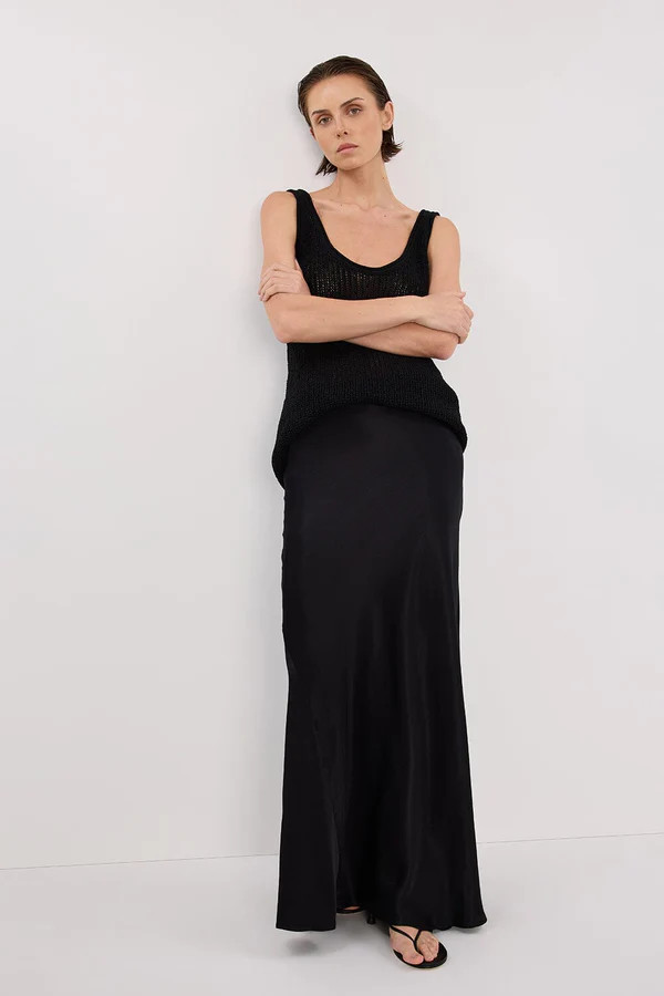 CHARLI BLACK SATIN MAXI SKIRT | DISSH