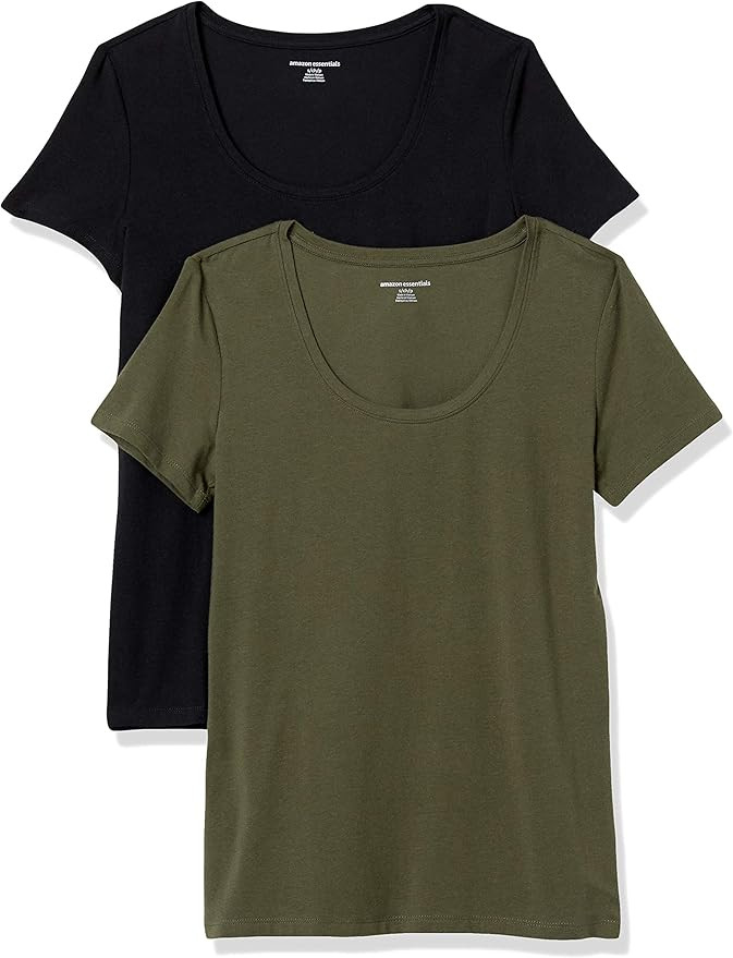 Amazon Essentials Women's 2-Pack Classic-Fit Short-Sleeve Scoopneck T-Shirt | Amazon (US)
