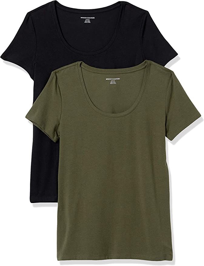 Amazon Essentials Women's 2-Pack Classic-Fit Short-Sleeve Scoopneck T-Shirt | Amazon (US)