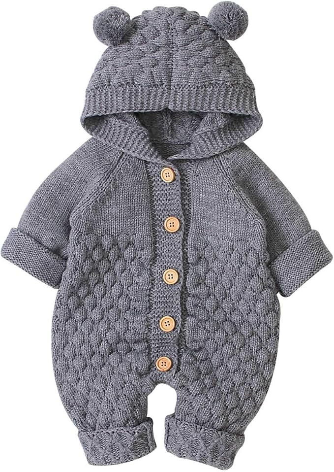 Amazon.com: DovFanny Newborn Baby Knitted Sweater Romper Jumpsuit Girls Boys Baby Clothes Unisex ... | Amazon (US)