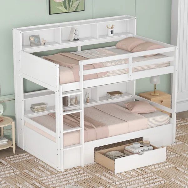 Eriel Twin Over Twin Standard Bunk Bed with Shelves by Harriet Bee | Wayfair North America