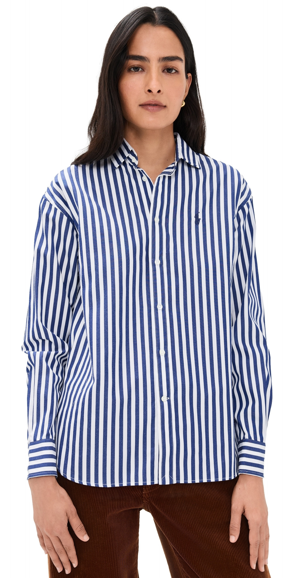 Polo Ralph Lauren Long Sleeve Button Down Shirt 1323 Fall Royal/White XS | Shopbop