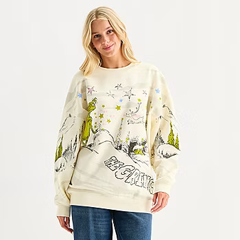 new!The Grinch Whoville Crew Sweatshirt Womens Juniors Crew Neck Long Sleeve Grinch Sweatshirt | JCPenney