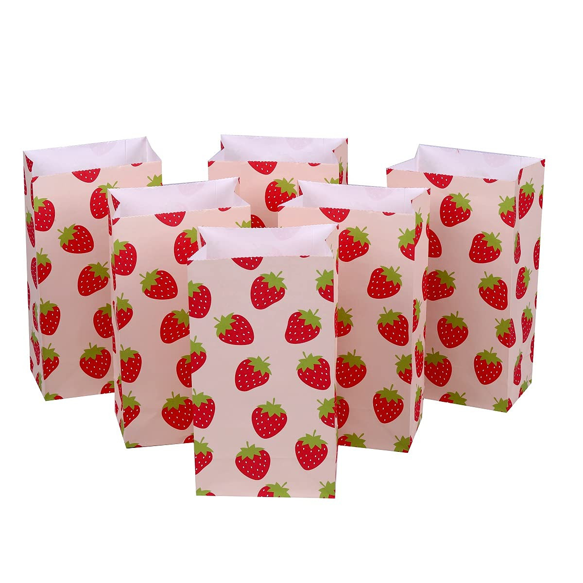 ysmile Strawberry Favor Bag Party Treat Bag Small Gift Bag Paper Birthday Decoration for Kid 24 c... | Amazon (US)