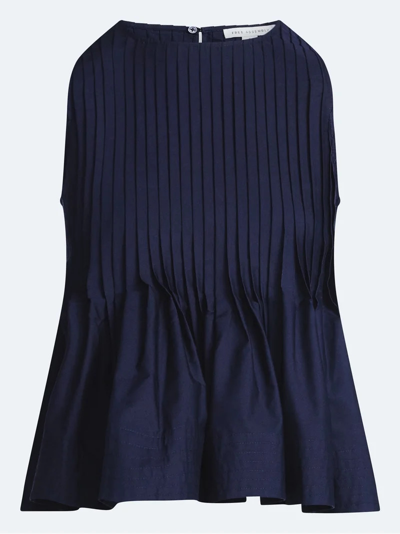 Free Assembly Women's Sleeveless Pintuck Peplum Top, Sizes XS-XXL | Walmart (US)