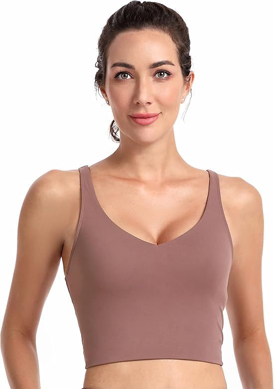 Sunzel Sports Bra for Women, Longline Padded Cute Crop Workout Tank Tops, Athletic Running Gym Yoga  | Amazon (US)