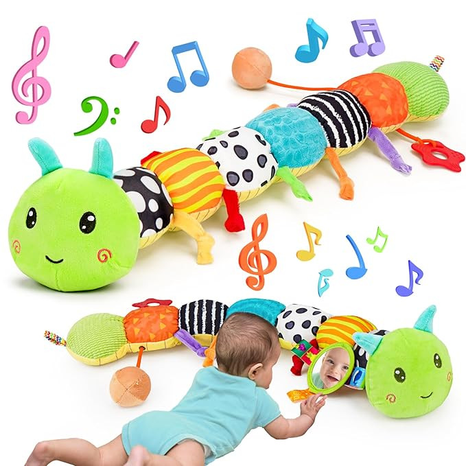 Baby Sensory Toy 0-6 Month Music Animal Stuffed Plush Caterpillar Toy for Infant 0-3-6 Month Tumm... | Amazon (US)