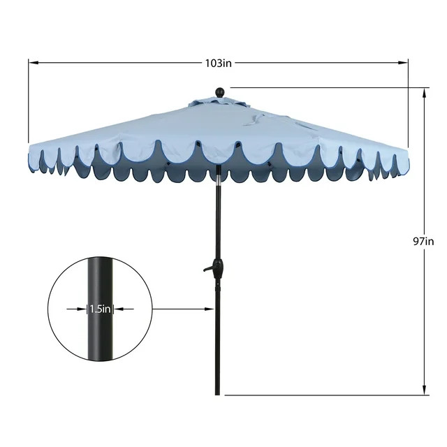 Better Homes & Gardens 9' Blue Scallop Patio Umbrella, Crank Lift and 3 Position Tilt | Walmart (US)