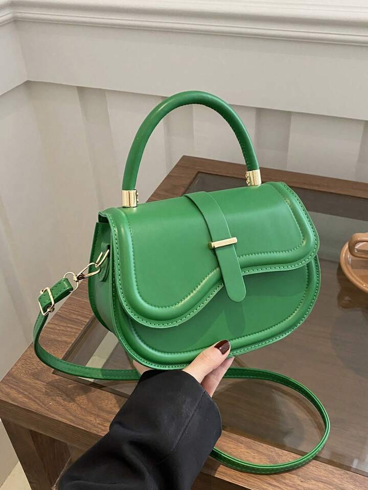 Modieuze nieuwe crossbody-handtas met één schouder, effen kleur PU-leren zadeltas | SHEIN