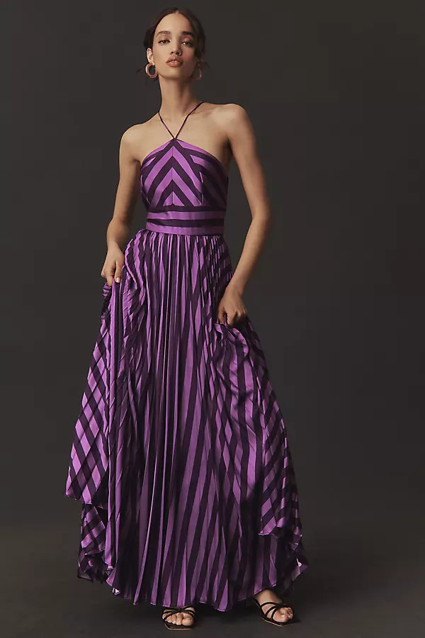 Hutch Dolly Halter Pleated Maxi Dress | Anthropologie (US)