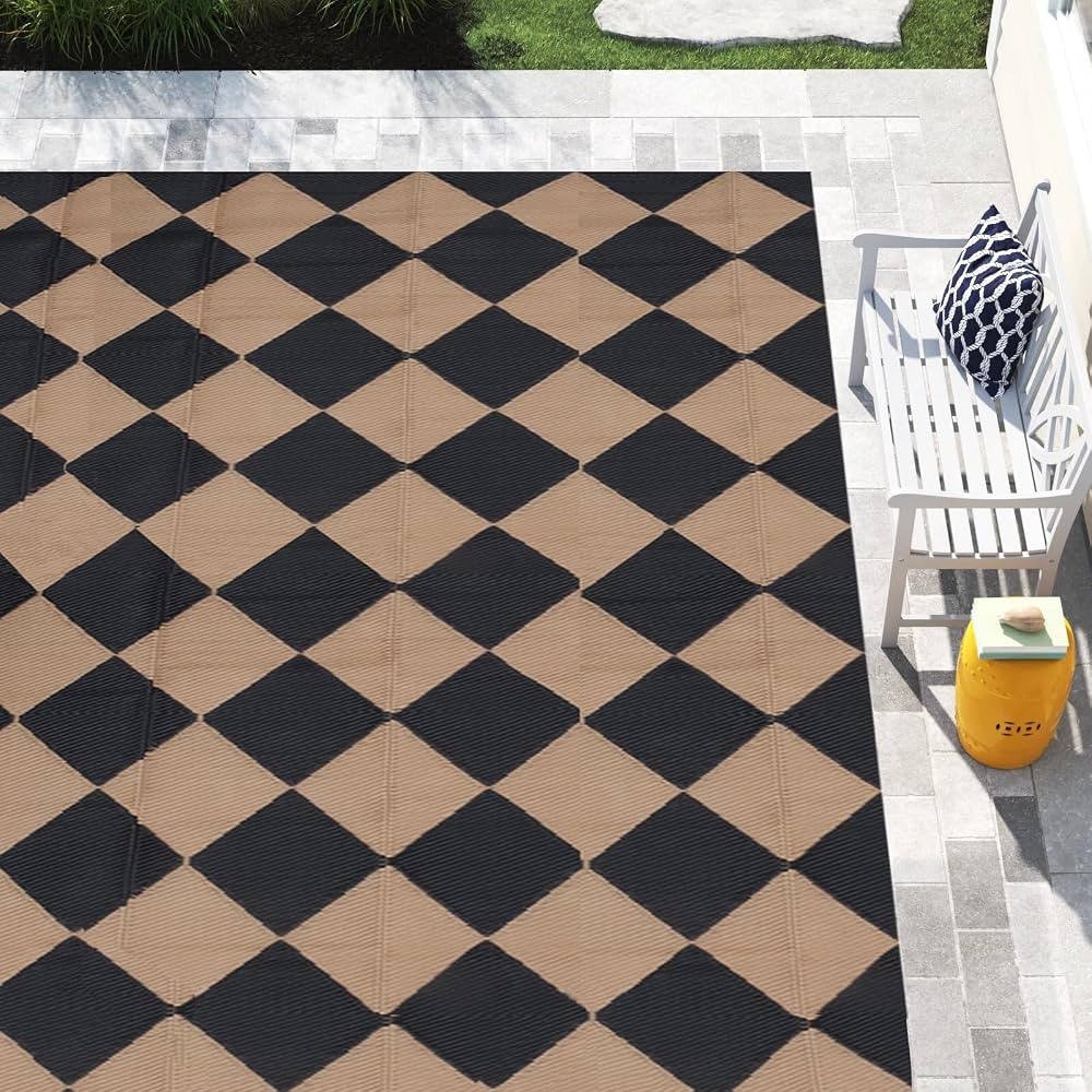 Blytieor Waterproof Outdoor Rugs 9x12, Reversible Geometric Plastic Straw Rug, Large Area Rugs fo... | Amazon (US)
