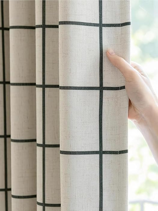 Plaid Pinch Pleated Curtains - Modern Luxury Linen Buffalo Blackout Drapes, Thermal Insulated Dou... | Amazon (US)