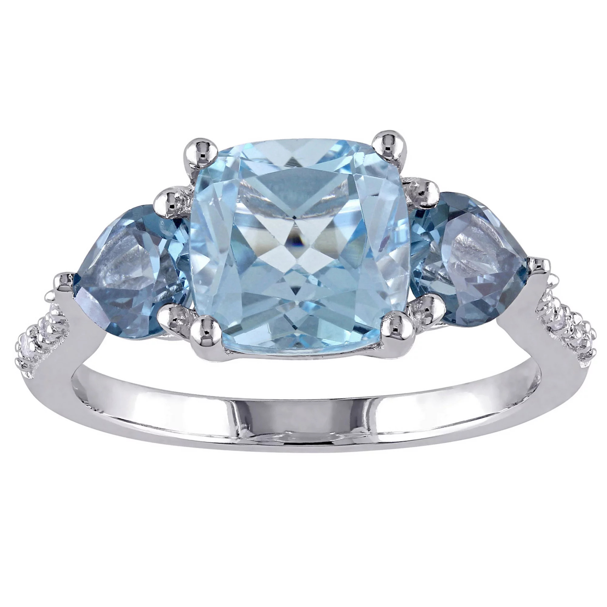 Stella Grace Sterling Silver Sky Blue Topaz, London Blue Topaz & Diamond Accent 3-Stone Ring | Kohl's