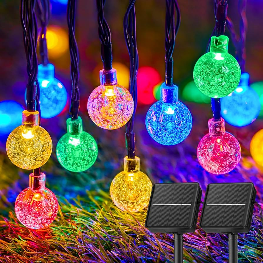 Brightown Solar String Lights Outdoor Waterproof, 2-Pack 120 LED 72Ft Total, Solar Powered Globe ... | Amazon (US)