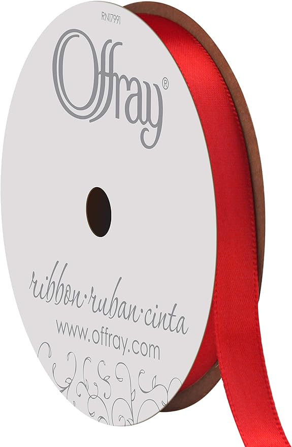 Berwick 062036 3/8" Wide Single Face Satin Ribbon, Red, 6 Yds | Amazon (US)