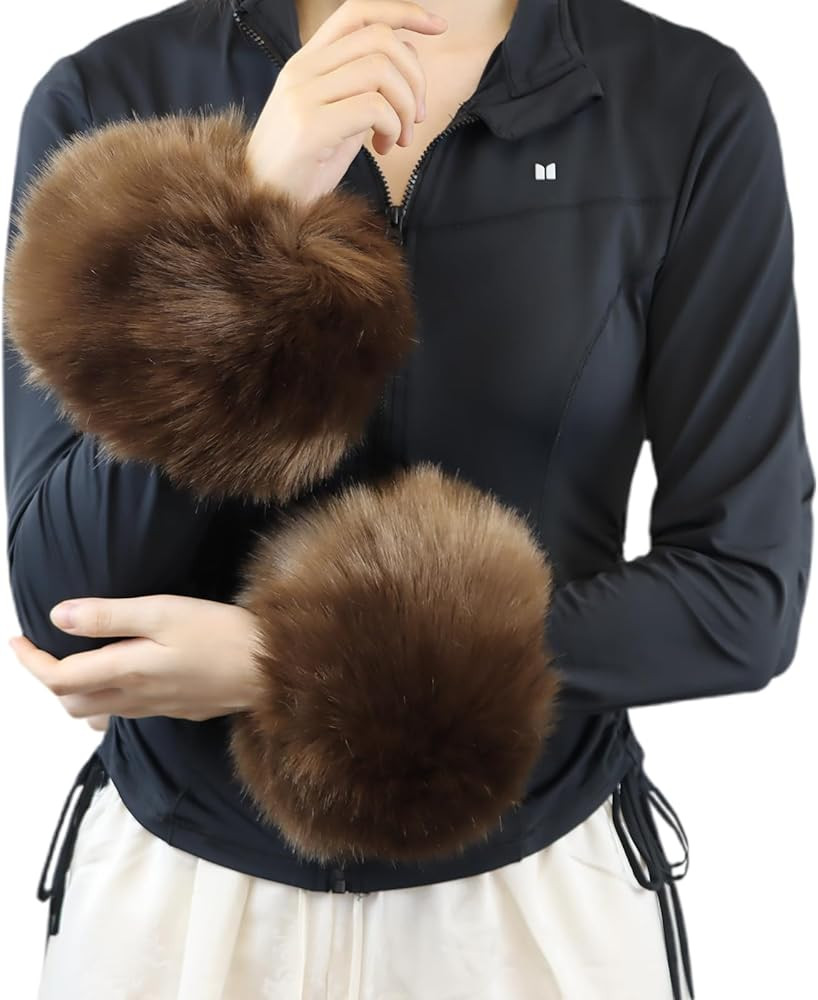 Peecabe Winter Women Fuzzy Arm Warmers Girls Faux Fur Short Wrist Cuffs Fluffy Soft Wrist Cover A... | Amazon (US)