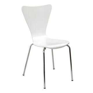 Legare Bent Plywood White Stack Chair with Chrome Plated Metal Legs LEGE-CHWP-110 - The Home Depo... | The Home Depot