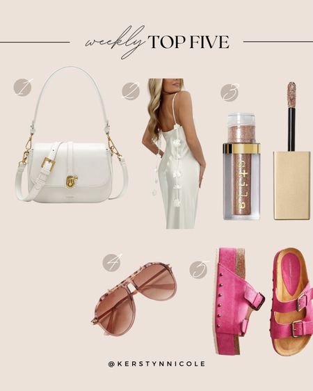Weekly top five! 

This white bag is so cute and under $115

Loving these pink shoes for a pop of color to any outfit! 

This dress for my brides and graduation dresses for girls!

These free people sunnies under $20 say less 🫡

This glittery eyeshadow is my faveee thing to add to my makeup! 💄 

All of these would make great gift ideas for Mother’s Day!!!! 

#LTKfindsunder100 #LTKSeasonal #LTKGiftGuide