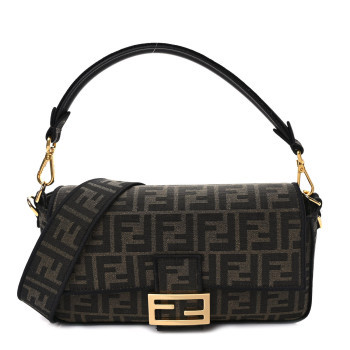 Fabric Jacquard FF 1974 Medium Baguette Tobacco Moro Black | FASHIONPHILE (US)