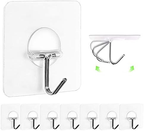 JINSHUNFA Wall Hooks 13lb(Max) Transparent Reusable Seamless Hooks,Waterproof and Oilproof,Bathro... | Amazon (US)