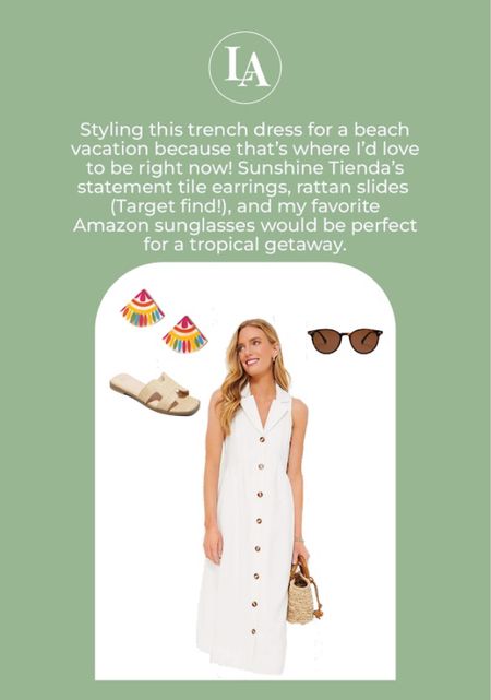 How to style a trench style dress for a vacation getaway:

• Tuckernuck Jules dress 
• Sunshine Tienda statement earrings
• Rattan slides (Target find)
• Amazon tortoiseshell sunglasses 



#LTKfindsunder50 #LTKfindsunder100 #LTKstyletip
