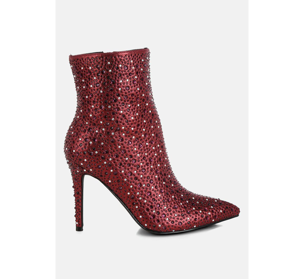 London Rag Lobelia Rhinestones Embellished Stiletto Boots - Burgundy | Macy's