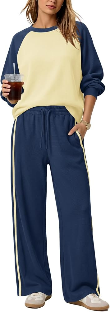 SENSERISE Womens 2 Piece Sets Waffle Knit Lounge Set | Amazon (US)