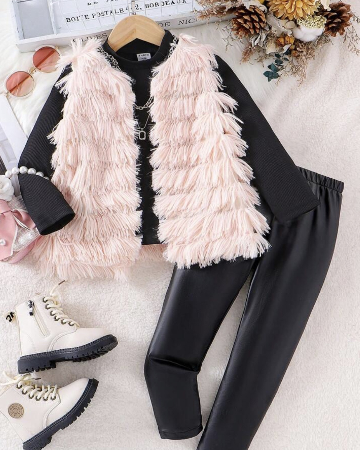 SHEIN 3pcs Young Girl Furry Brown Elegant & PU Long Pants & Comfortable Coat Set from Shein 🤎 Use code: Hermespen

#LTKSeasonal #LTKKids #LTKHoliday