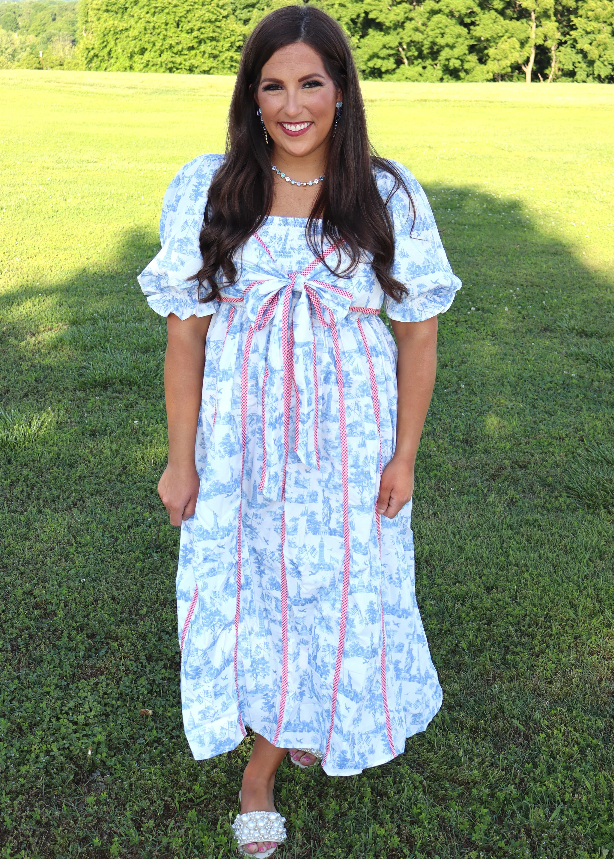 Miss Americana Toile Midi Dress - Blue | Shop.app