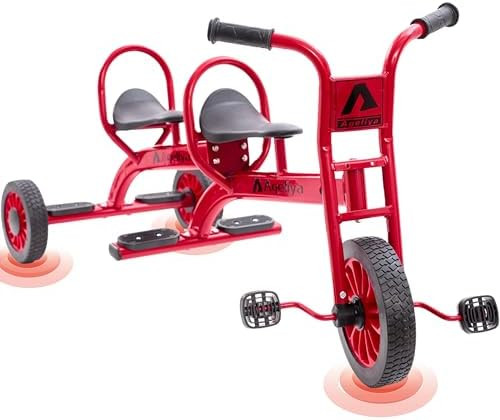 Tandem Tricycles for Kids 5-7 Year Olds, 2 Seater Preschool Pedal Kids' Trike with Solid Rubber T... | Amazon (US)
