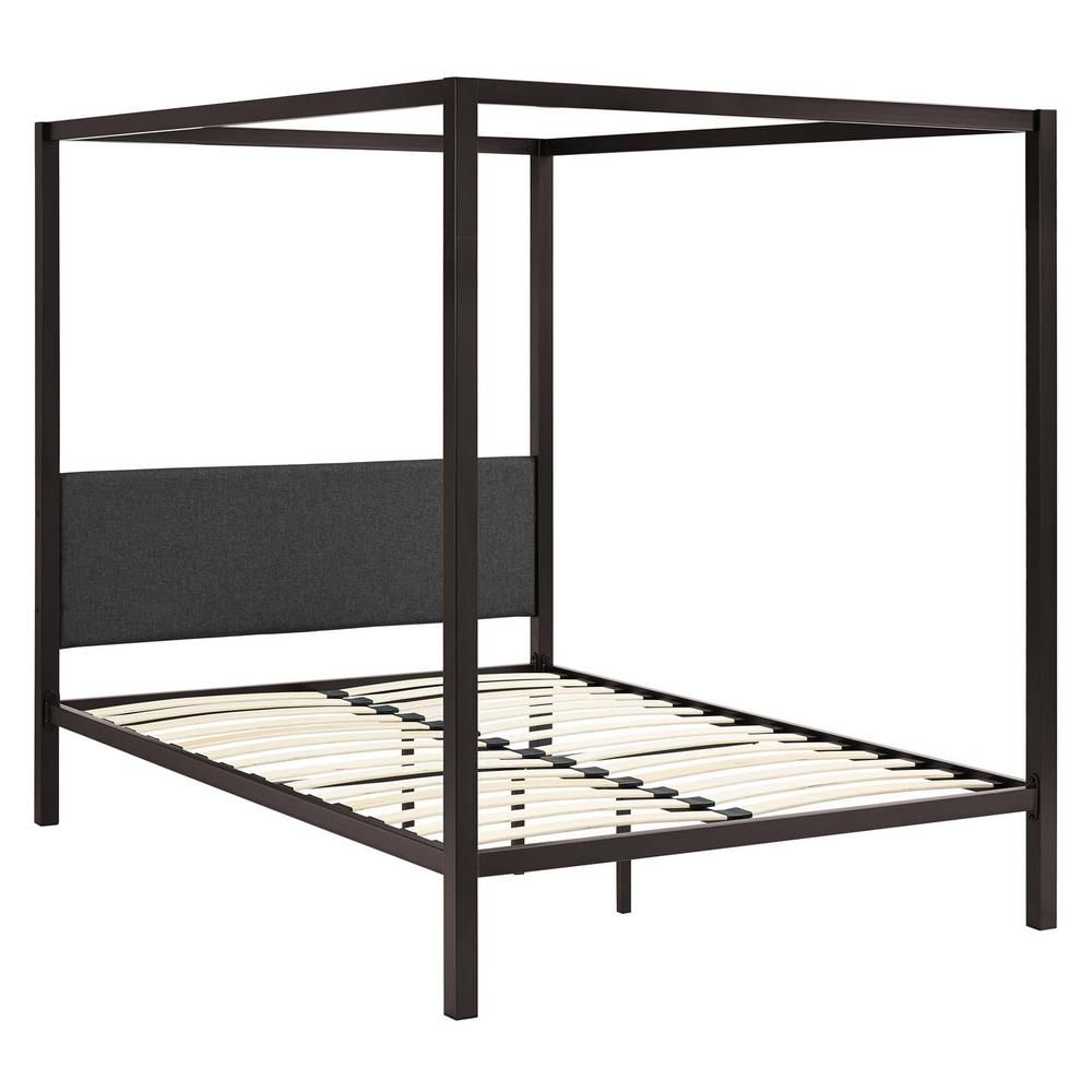 Raina Brown Gray Queen Canopy Bed Frame | The Home Depot