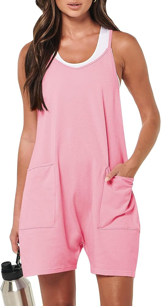 ANRABESS Womens Rompers Summer Casual Loose Sleeveless Overalls Spaghetti Strap Shorts Jumpsuit 2... | Amazon (US)