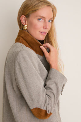 Gray Herringbone Suede Patch Leo Blazer | Tuckernuck (US)