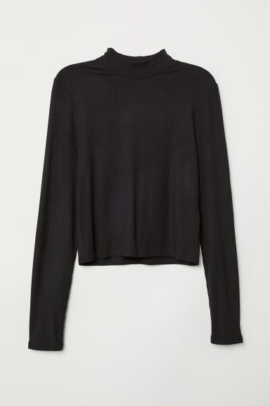 H & M - Mock Turtleneck Top - Black | H&M (US + CA)