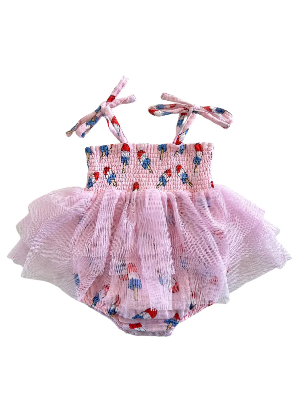 Muslin Tutu Bubble, Pink Red, White & Blue Popsicle | SpearmintLOVE