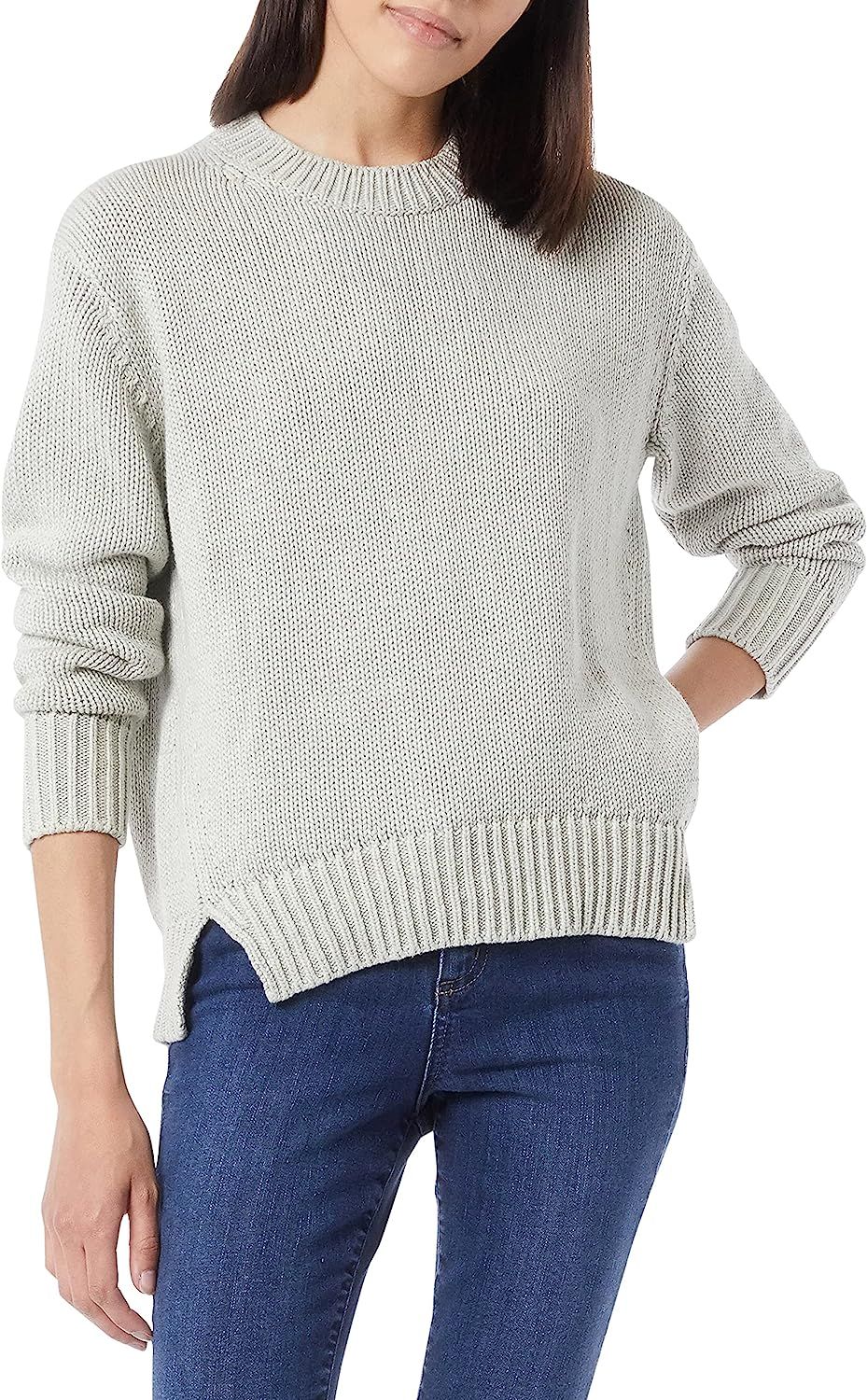 Daily Ritual Women's 100% Cotton Relaxed-fit Chunky Long-Sleeve Crew Pullover Sweater | Amazon (US)