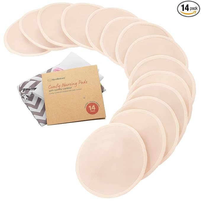 Organic Nursing Pads - 14 Washable Breast Pads for Breastfeeding, Wash Bag, Viscose Derived from ... | Amazon (US)