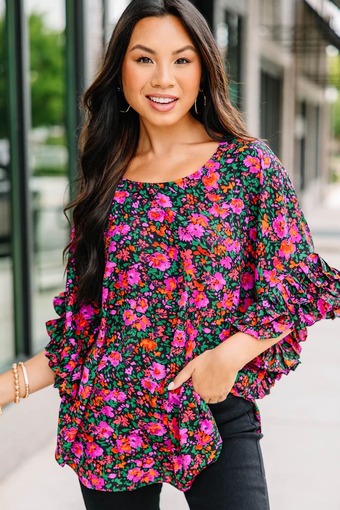Can't Look The Other Way Black Floral Blouse | The Mint Julep Boutique