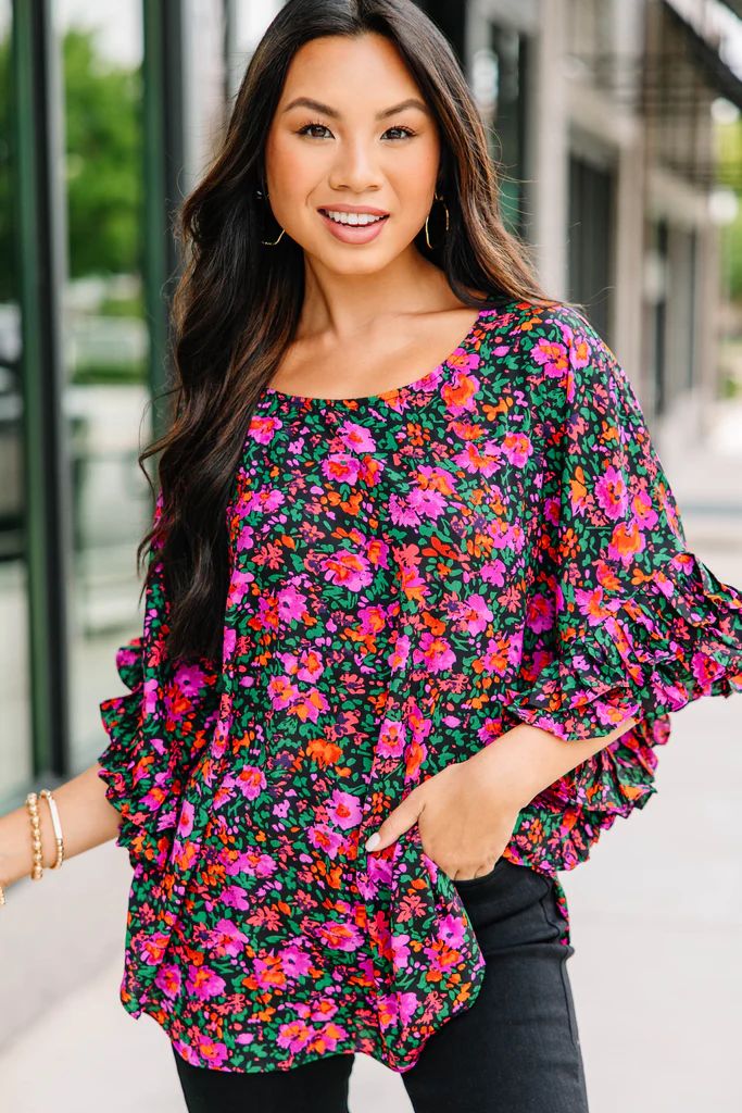 Can't Look The Other Way Black Floral Blouse | The Mint Julep Boutique