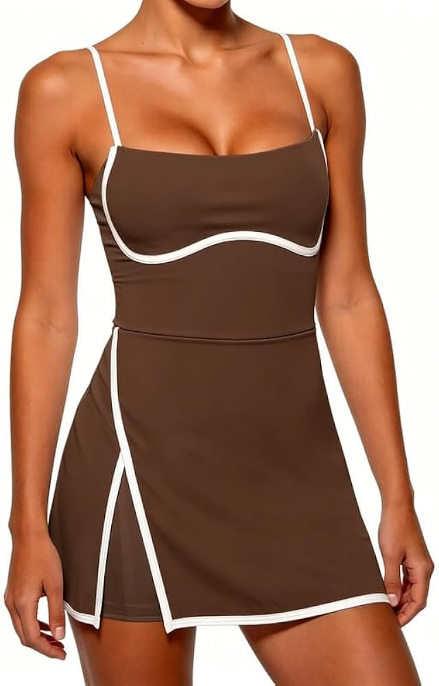 Womens Athletic Tennis Dress with Built-in Shorts & Removable Bra \u2013 Mini Active Dress for Te... | Amazon (US)