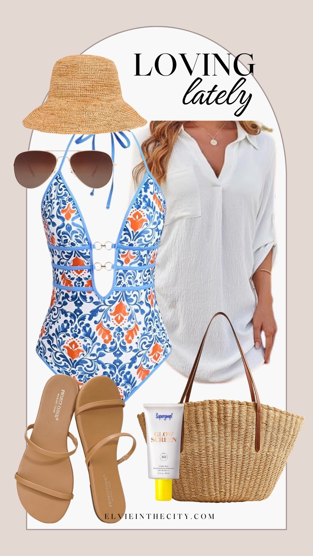I’m loving this mom-friendly one-piece bathing suit, perfect for your next beach vacation. I’ve paired it with a lightweight dress shirt cover up, straw beach bag, neutral sandals, a straw hat, aviator sunglasses, and SuperGoop Glow Screen.

Ootd, resort wear, vacation outfit, cruise outfit, fashion over 40, over 50 style

#LTKOver40 #LTKFindsUnder50 #LTKootd