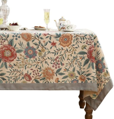 Designer Vintage Linen Rectangle Tablecloth,French Rustic Floral Table Cloth with Colorful Patter... | Amazon (US)
