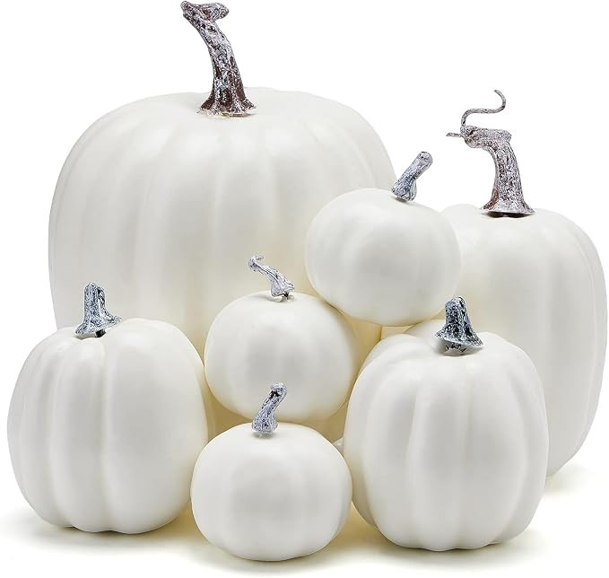 7Pcs Artificial Pumpkins of all Styles Halloween Decoration Rural Style Farmhouse Foam Pumpkin Ha... | Amazon (US)